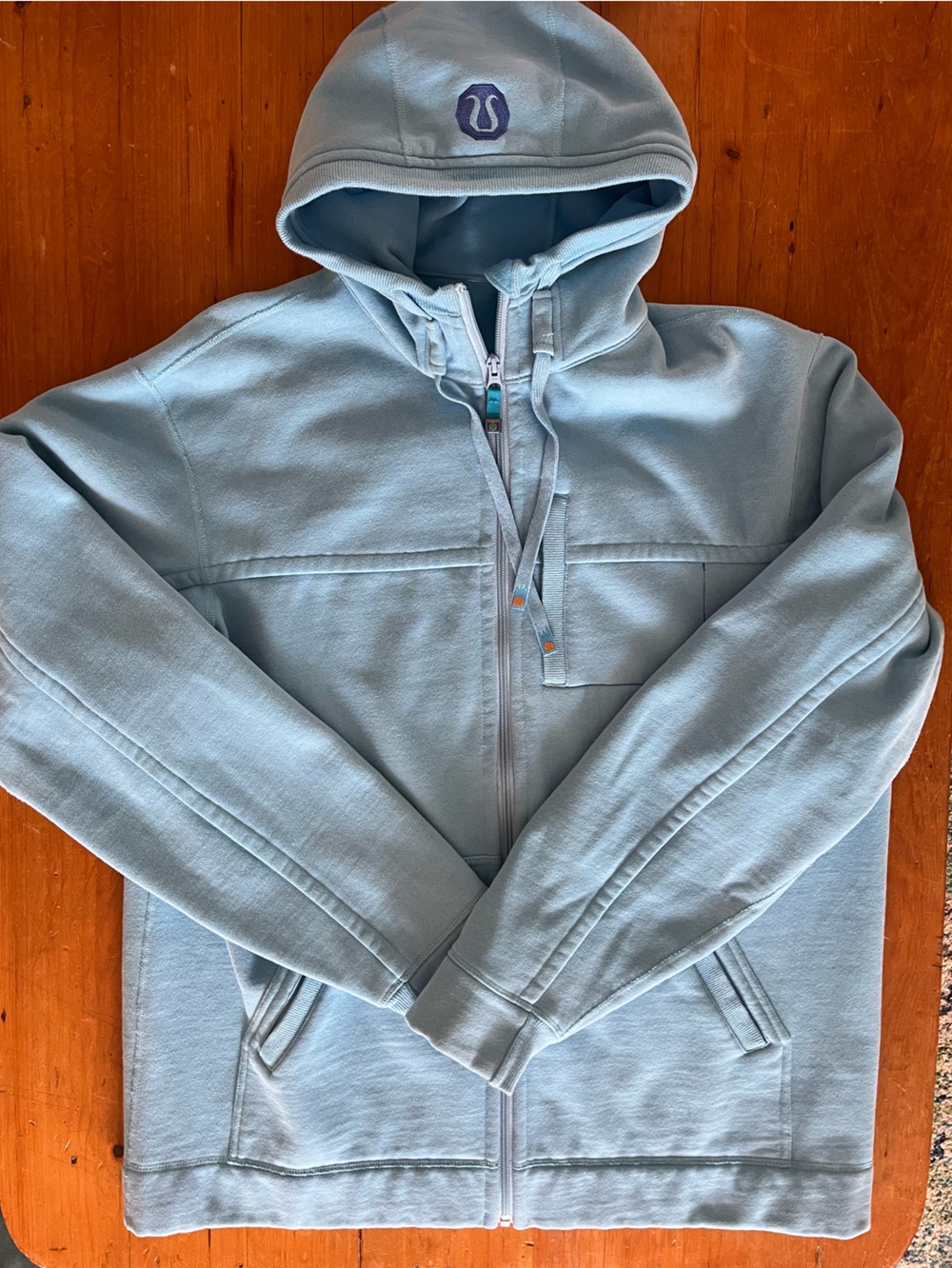 Lululemon Vintage Men’s Best Coast Powder Blue Cotton Fleece Full Zip Hoodie